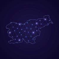 Digital network map of Slovenia. Abstract connect line and dot vector