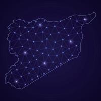 Digital network map of Syria. Abstract connect line and dot vector