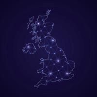 Digital network map of United Kingdom. Abstract connect line and vector