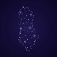 Digital network map of Albania. Abstract connect line and dot vector