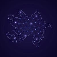 Digital network map of Azerbaijan. Abstract connect line and dot vector