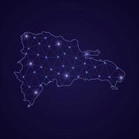 Digital network map of Dominican Republic. Abstract connect line vector