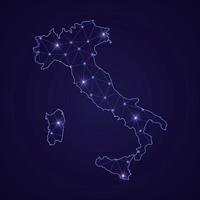 Digital network map of Italy. Abstract connect line and dot vector