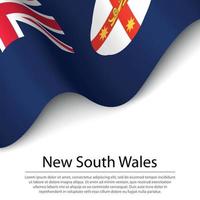 Waving flag of New South Wales is a state of Australia on white vector