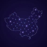 Digital network map of China. Abstract connect line and dot vector