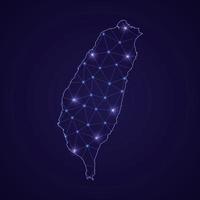 Digital network map of Taiwan. Abstract connect line and dot vector