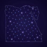 Digital network map of Egypt. Abstract connect line and dot vector