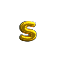 Mental Yellow Letter s 3D Render png