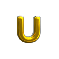 mentaler gelber Buchstabe u 3D-Rendering png