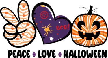 Peace Love Halloween Sublimation Design, perfect on t shirts, mugs, cards and much more