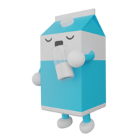 Personaje de dibujos animados de caja de leche azul y blanco aislado 3d png