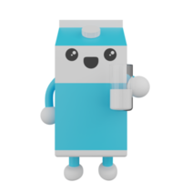 Personaje de dibujos animados de caja de leche azul y blanco aislado 3d png