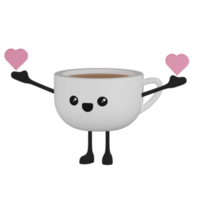 Personaje de dibujos animados de taza de café lindo aislado 3d png