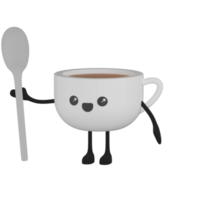 3D Isolated Cute Coffee Cup Cartoon Character png