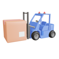 3D forklift icon illustration, illustrating a forklift transporting boxes in a warehouse png