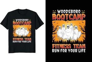 equipo de fitness de woodsboro bootcamp corre por tu vida camiseta de halloween vector