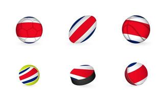 Sports equipment with flag of Costa Rica. Sports icon set. vector
