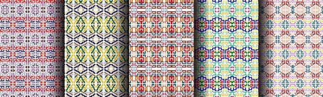 modern plaid ethnic background collection set for business vector