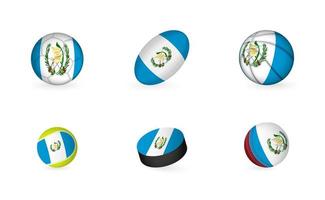 Sports equipment with flag of Guatemala. Sports icon set. vector