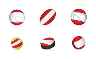 equipamiento deportivo con bandera de austria. conjunto de iconos de deportes. vector