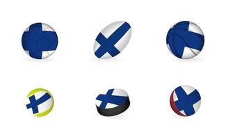 Sports equipment with flag of Finland. Sports icon set. vector