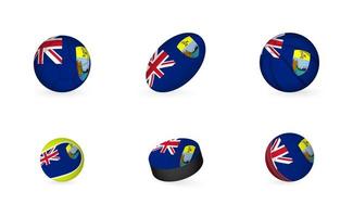 Sports equipment with flag of Saint Helena. Sports icon set. vector