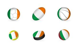 Sports equipment with flag of Ireland. Sports icon set. vector