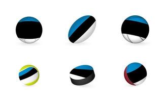 Sports equipment with flag of Estonia. Sports icon set. vector