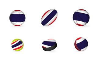 Sports equipment with flag of Thailand. Sports icon set. vector