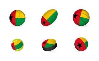 equipamiento deportivo con bandera de guinea-bissau. conjunto de iconos de deportes. vector