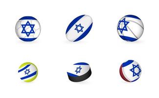 Sports equipment with flag of Israel. Sports icon set. vector