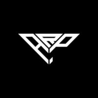 diseño creativo del logotipo de la letra arp con gráfico vectorial, logotipo simple y moderno de arp en forma de triángulo. vector