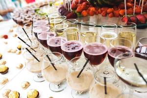 wine and champagne cocktail with fruits photo