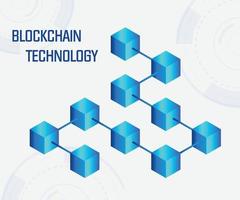 banner de concepto isométrico de blockchain abstracto. concepto moderno de tecnología digital en forma de red de cadena de bloques. ilustración vectorial vector