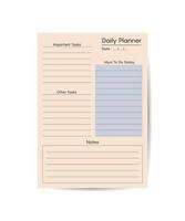 Daily planner activities worksheet design template. Printable goal setting sheet. Editable time management sample. Scheduling page for organizing personal tasks vector