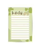 The daily planner template Organizer and schedule with space for notes A to-do list to do with leaves autumn vector