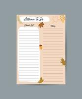 To do planner template Daily check list cozy autumn vibes Autumn trendy organizer elements vector