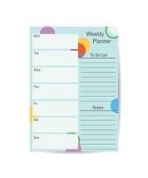 Minimalist planner page. Life planner, weekly and day organizer or office schedule list vector
