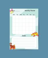 Monthly planner template minimalist planners organizer page vector design Planner blank template.