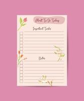 The daily planner template Organizer and schedule with space for notes Vector illustration. to-do list Colorful with leaves