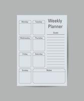 weekly and daily planner page design template vector. Plain design on blue background vector