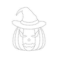 Halloween pumpkin tracing worksheet for kids vector