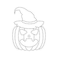 Halloween pumpkin tracing worksheet for kids vector