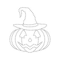 Halloween pumpkin tracing worksheet for kids vector