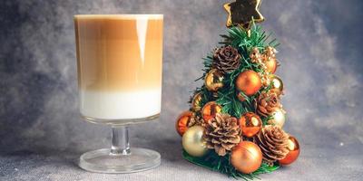 cappuccino hot coffee christmas New Year sweet dessert home holiday atmosphere meal food snack on the table copy space food background rustic top view photo