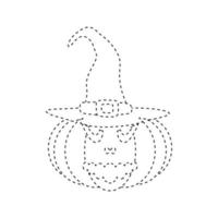 Halloween pumpkin tracing worksheet for kids vector