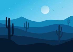 Night Desert Scene Illustration Vector