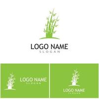 Bamboo with green leaf logo ilustration vector template