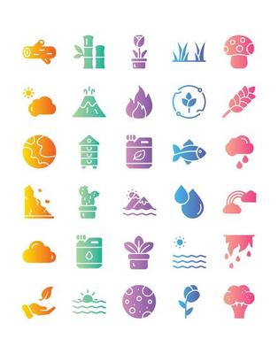 Nature Icon Set 30 isolated on white background