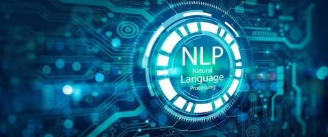 concepto de tecnología informática cognitiva de procesamiento de lenguaje natural ai y nlp. foto